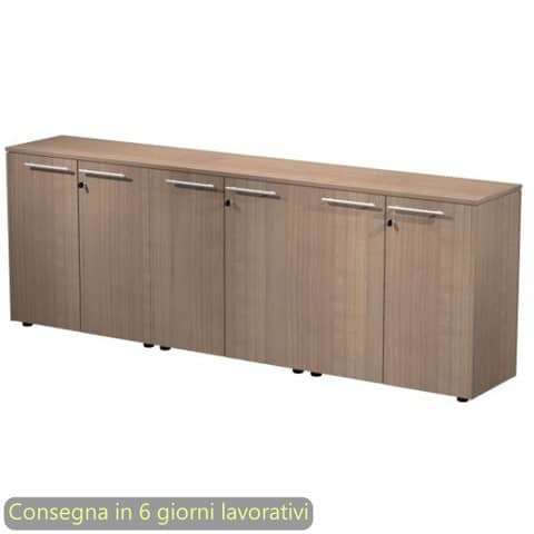 Composizione tre armadi bassi con 6 ante melaminico 242,8x43xH.81,4 cm Flora Artexport ciliegio arabis – 930T-67×3/K