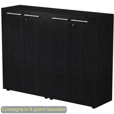 Coppia armadi medi con ante melaminico 162,8x43xH.119,8 cm Flora Artexport nero venato frassino – 935C-69×2/8