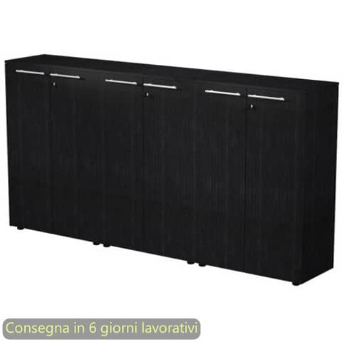 Composizione tre armadi medi con ante 242,8x43xH.119,8 cm Flora Artexport nero venato frassino – 935T-69×3/8
