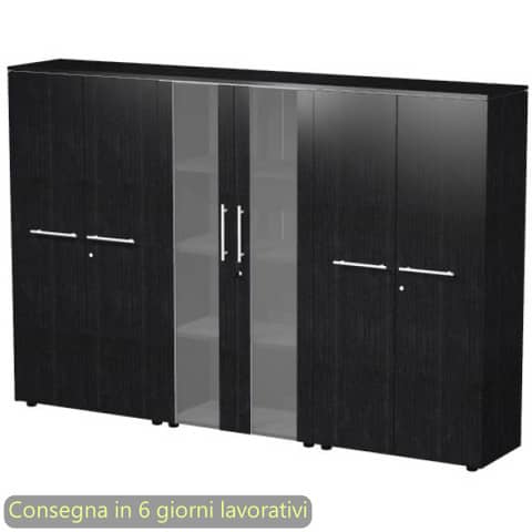 Composizione 3 armadi medi con ante 162,8x43xH.158,2 cm Flora Artexport nero venato frassino – 937T-73×2-74/8