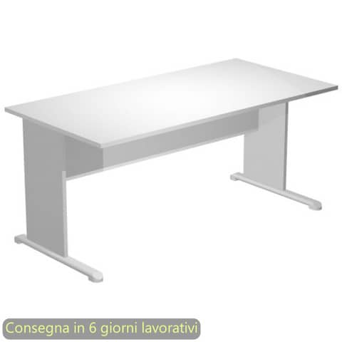 Scrivania piano bianco 160x80xH.72 cm gamba a pannello grigia con piede metallico linea Presto Artexport 003L/35
