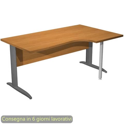 Scrivania penisola destra noce chiaro 160×60/80/100xH.72 cm gamba ad L metallo antracite Presto Compact – 008K211/4/AF