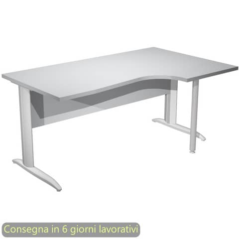 Scrivania penisola destra piano grigio 160×60/80/100xH.72 cm gamba ad L metallo grigio Presto Compact – 008K211/9/AA
