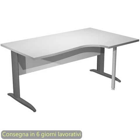 Scrivania penisola destra piano grigio 160×60/80/100xH.72 cm gamba ad L metallo antracite Presto Compact – 008K211/9/AF