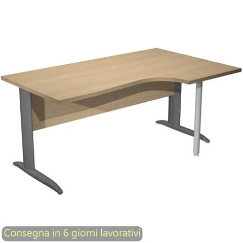 Scrivania penisola destra piano rovere 160×60/80/100xH.72 cm gamba ad L metallo antracite Presto Compact – 008K211/C/AF