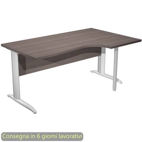 Scrivania penisola dx frassino toscano 160×60/80/100xH.72 cm gamba ad L metallo grigio Presto Compact – 008K211/F/AA