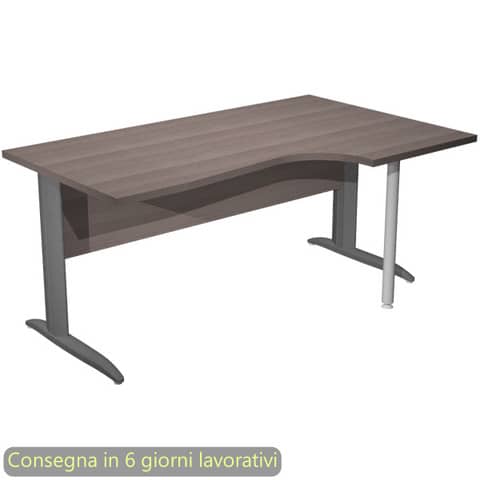 Scrivania penisola dx frassino toscano 160×60/80/100xH.72 cm gamba ad L metallo antracite Presto Compact – 008K211/F/AF