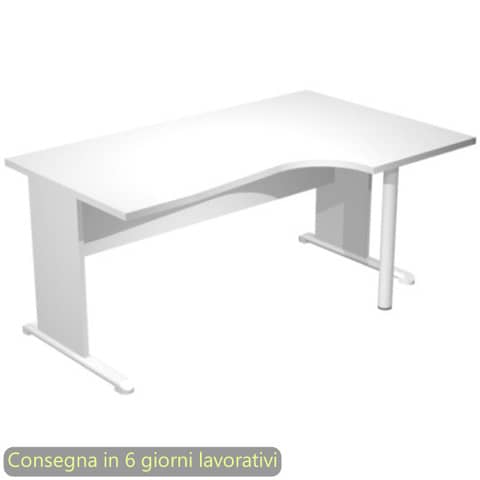 Scrivania penisola destra piano grigio 160×60/80/100xH.72 cm gamba a pannello e piede metallico Presto Compact 008L11/9