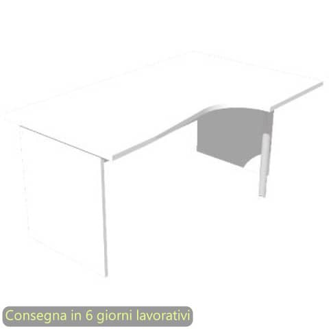 Scrivania penisola destra piano bianco 160×60/80/100xH72 cm gamba a pannello in melaminico Presto Compact – 008PAN11/3