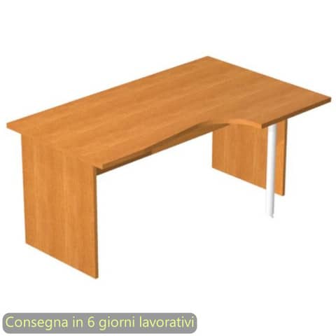 Scrivania penisola destra noce chiaro 160×60/80/100xH72 cm gamba a pannello in melaminico Presto Compact – 008PAN11/4