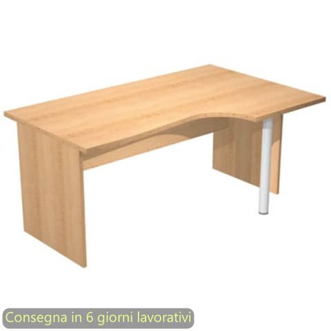 Scrivania penisola destra piano faggio 160×60/80/100xH72 cm gamba a pannello in melaminico Presto Compact – 008PAN11/6