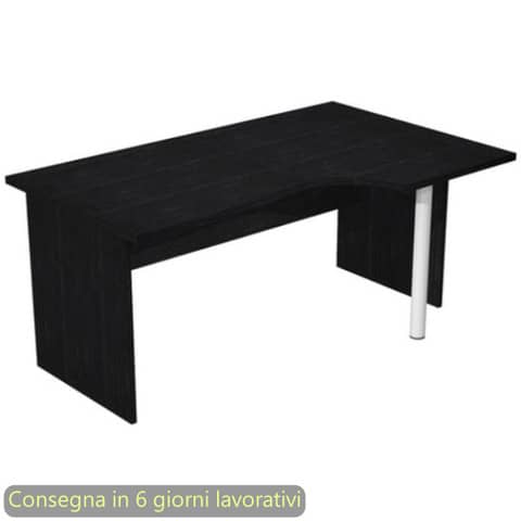 Scrivania penisola destra nero frassino 160×60/80/100xH72 cm gamba a pannello in melaminico Presto Compact – 008PAN11/8