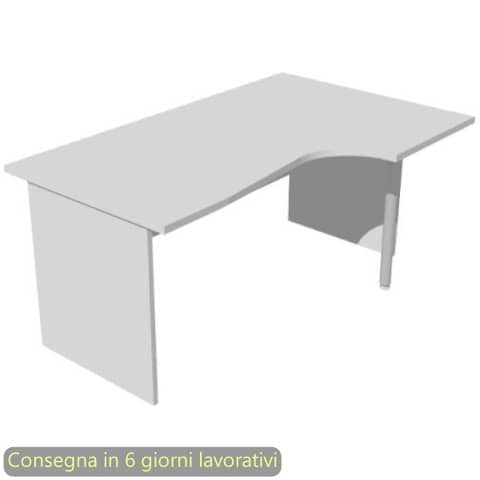 Scrivania penisola destra piano grigio 160×60/80/100xH72 cm gamba a pannello in melaminico Presto Compact – 008PAN11/9