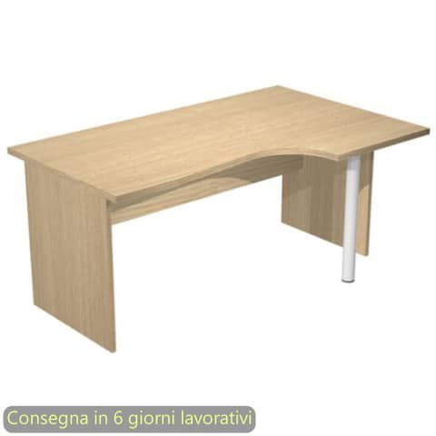 Scrivania penisola destra piano rovere 160×60/80/100xH72 cm gamba a pannello in melaminico Presto Compact – 008PAN11/C