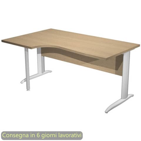 Scrivania penisola sinistra piano rovere 160×60/80/100xH.72 cm gamba a L metallo grigio – Presto Compact – 009K211/C/AA
