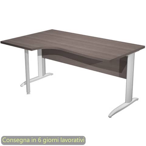 Scrivania penisola sx frassino toscano 160×60/80/100xH.72 cm gamba a L metallo grigio – Presto Compact – 009K211/F/AA