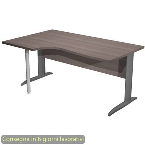 Scrivania penisola sx frassino toscano 160×60/80/100xH.72 cm gamba a L metallo antracite – Presto Compact 009K211/F/AF