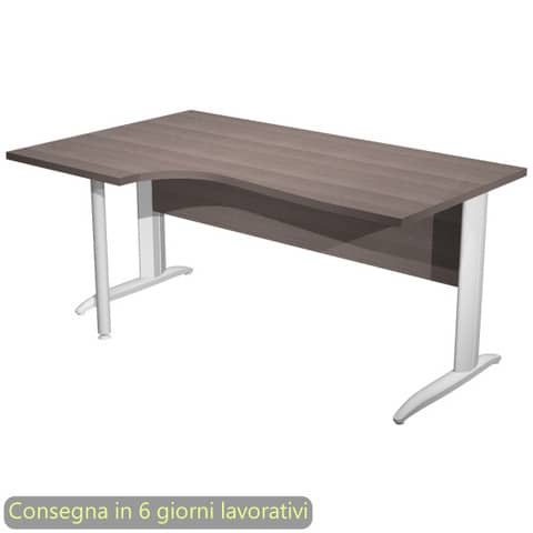 Scrivania penisola sx frassino toscano 160×60/80/100xH.72 cm gamba a L metallo bianco – Presto Compact 009K211/F/AN