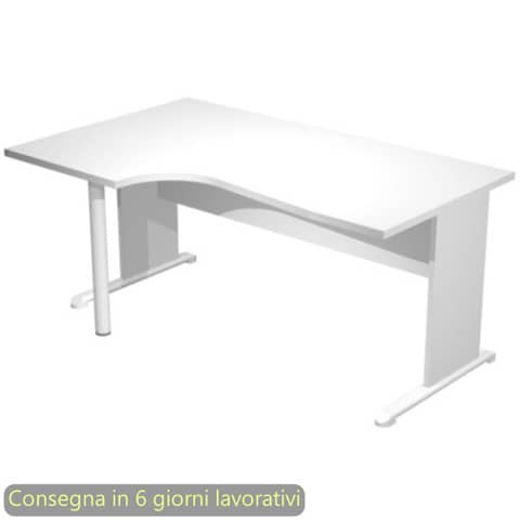 Scrivania penisola sinistra piano grigio 160×60/80/100xH.72 cm gamba a pannello e piede metallico Presto Compact 009L11/9