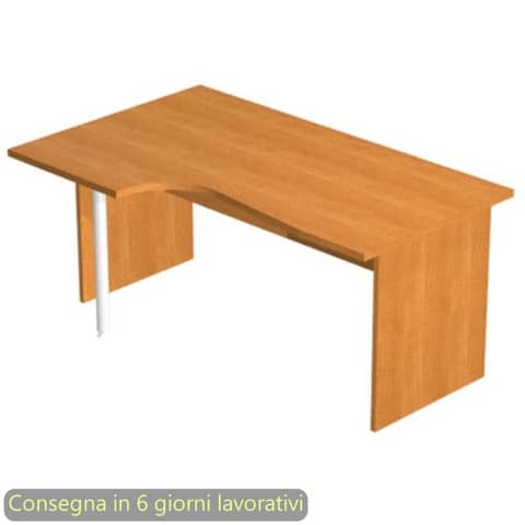 Scrivania penisola sinistra noce chiaro 160×60/80/100xH72 cm gamba a pannello in melaminico Presto Compact – 009PAN11/4
