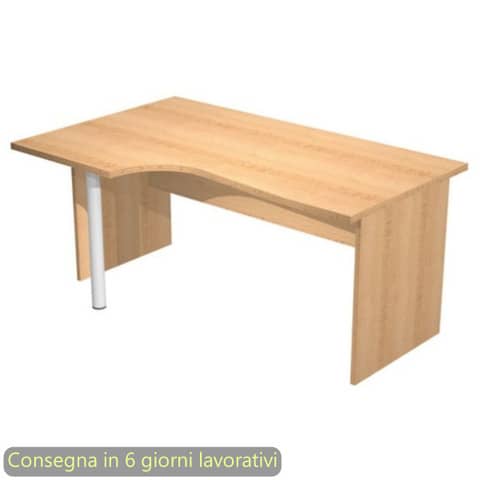 Scrivania penisola sinistra piano faggio 160×60/80/100xH72 cm gamba a pannello in melaminico Presto Compact – 009PAN11/4