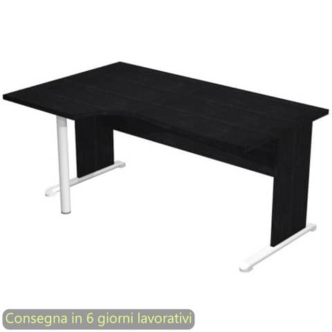 Scrivania penisola sx nero ven. frassino 160×60/80/100xH72 cm gamba a pannello in melaminico Presto Compact – 009PAN11/8
