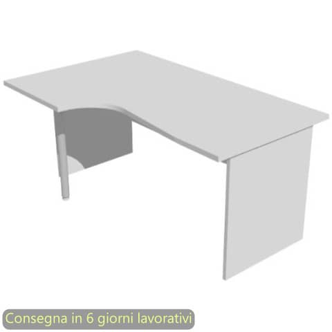 Scrivania penisola sinistra piano grigio 160×60/80/100xH72 cm gamba a pannello in melaminico Presto Compact – 009PAN11/9