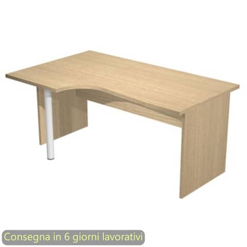Scrivania penisola sinistra piano rovere 160×60/80/100xH72 cm gamba a pannello in melaminico Presto Compact – 009PAN11/C