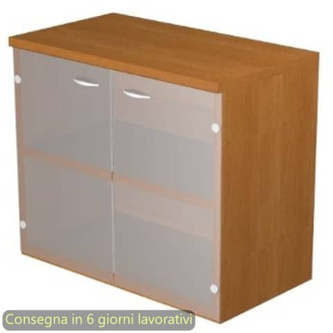 Mobile basso con ante in vetro satinato 80x35xH.72 cm Presto Artexport noce chiaro – 030-67G/4