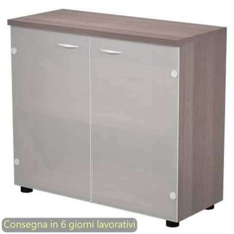 Mobile basso con ante in vetro satinato 80x35xH.72 cm Presto Artexport frassino toscano – 030-67G/F