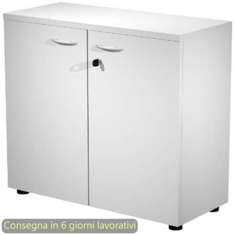 Mobile basso con ante in melaminico con serratura 80x35xH.72 cm Presto Artexport bianco – 030-67M/3