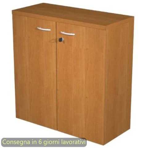 Mobile basso con ante in melaminico con serratura 80x35xH.72 cm Presto Artexport noce chiaro – 030-67M/4
