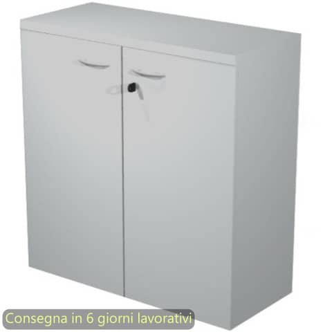 Mobile basso con ante in melaminico con serratura 80x35xH.72 cm Presto Artexport grigio – 030-67M/9