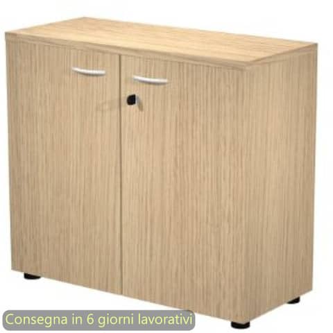 Mobile basso con ante in melaminico con serratura 80x35xH.72 cm Presto Artexport rovere – 030-67M/C