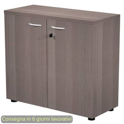 Mobile basso con ante in melaminico con serratura 80x35xH.72 cm Presto Artexport frassino toscano – 030-67M/F