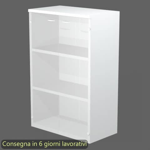 Mobile medio con ante in vetro satinato 80x35xH.120 cm 2 ripiani Presto Artexport bianco – 035-69G/3