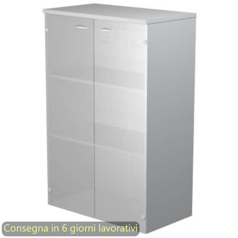 Mobile medio con ante in vetro satinato 80x35xH.120 cm 2 ripiani Presto Artexport grigia – 035-69G/9