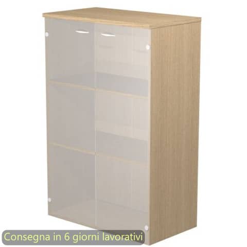 Mobile medio con ante in vetro satinato 80x35xH.120 cm 2 ripiani Presto Artexport rovere – 035-69G/C