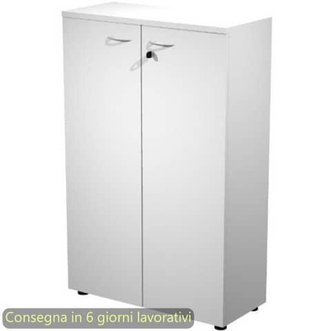 Mobile medio con ante con serratura 80x35xH.120 cm 2 ripiani Presto Artexport bianco – 035-69M/3