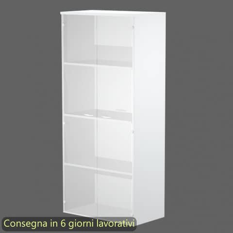 Mobile alto con ante in vetro satinato 80x35xH.180 cm 3 ripiani Presto Artexport bianco – 038-39-75G/3
