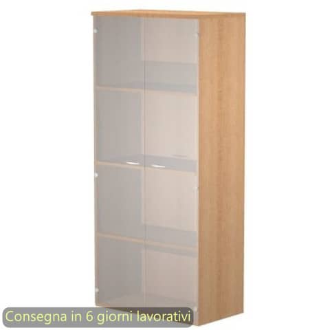 Mobile alto con ante in vetro satinato 80x35xH.180 cm 3 ripiani Presto Artexport faggio – 038-39-75G/6