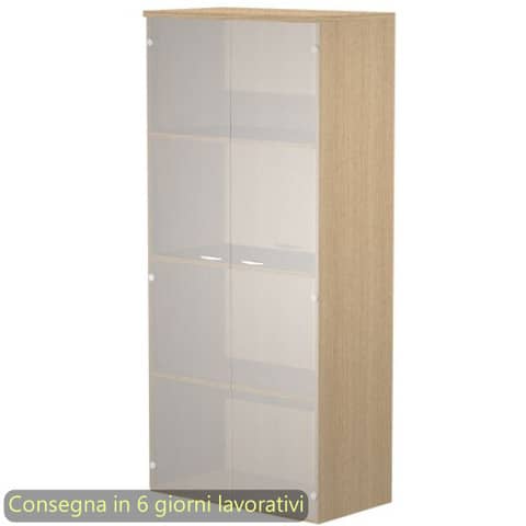 Mobile alto con ante in vetro satinato 80x35xH.180 cm 3 ripiani Presto Artexport rovere – 038-39-75G/C