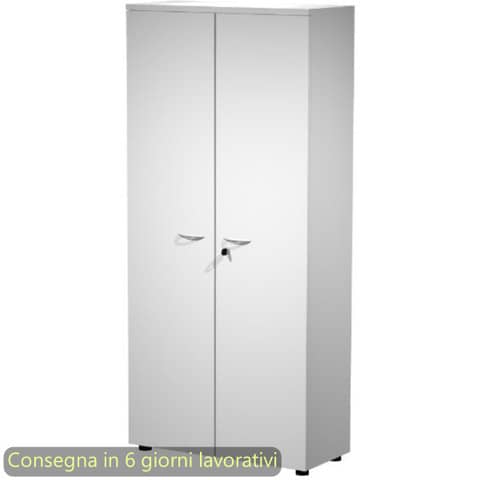 Mobile alto con ante con serratura 80x35xH.180 cm 3 ripiani Presto Artexport bianco – 038-39-75M/3
