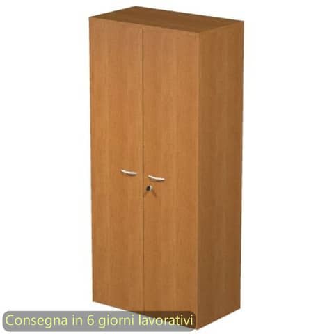 Mobile alto con ante con serratura 80x35xH.180 cm 3 ripiani Presto Artexport noce chiaro – 038-39-75M/4
