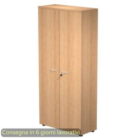 Mobile alto con ante con serratura 80x35xH.180 cm 3 ripiani Presto Artexport faggio – 038-39-75M/6