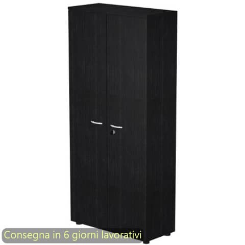 Mobile alto con ante con serratura 80x35xH.180 cm 3 ripiani Presto Artexport nero – 038-39-75M/8