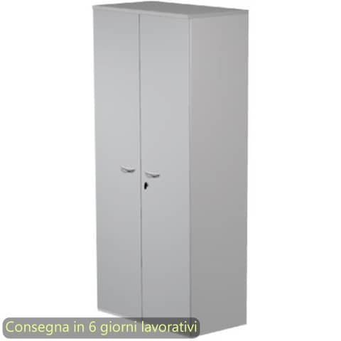 Mobile alto con ante con serratura 80x35xH.180 cm 3 ripiani Presto Artexport grigio – 038-39-75M/9