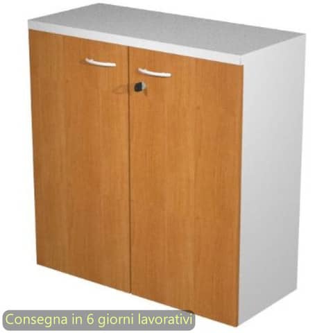 Mobile basso con serratura Presto 80x44xH.72 cm – struttura grigia Artexport ante noce chiaro – 530-67M/4