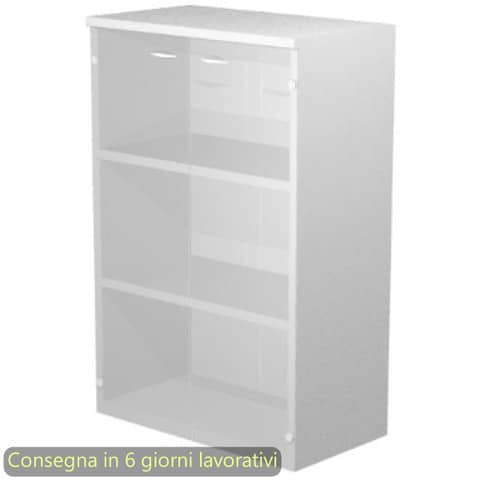 Mobile medio Presto 2 ripiani – ante in vetro satinato struttura bianco Artexport 80x44xH.120 cm – 535-69G