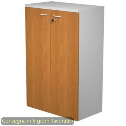 Mobile medio con serratura Presto 80x44xH.120 cm – struttura grigia Artexport ante noce chiaro – 535-69M/4